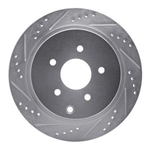 Infiniti FX45 Brake Rotor (1) - Rear Left - R1 Concepts - Drilled & Slotted - Silver - `03-`24